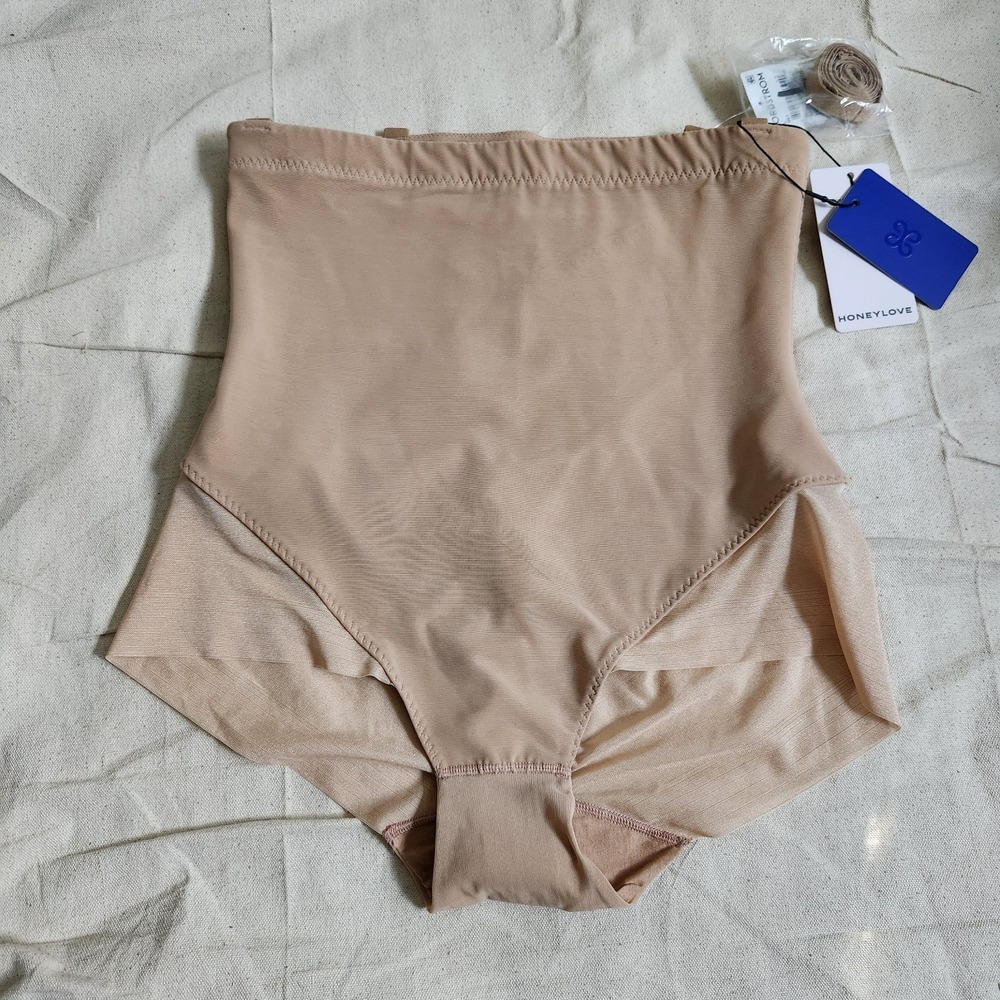 New Honeylove SuperPower Brief Shapewear Sand Large L Defect Flaw Honey Love